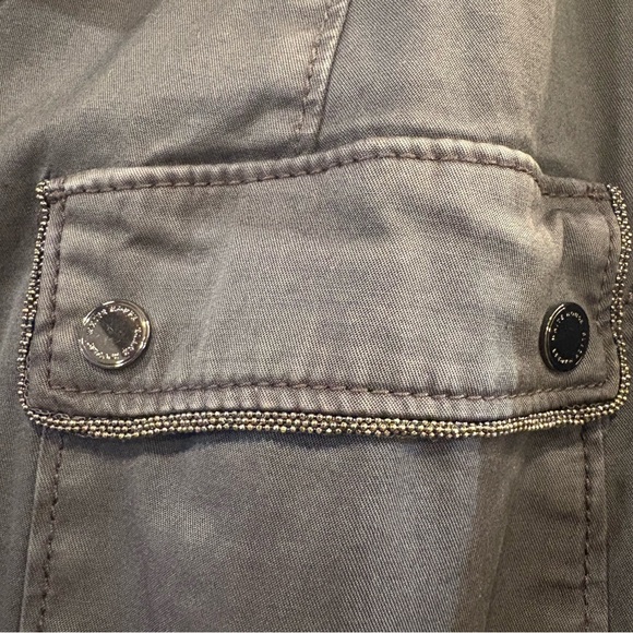 WHBM $160 Metallic Trim Utility Jacket  14 Slate Blue Stretch like new - Picture 4 of 12